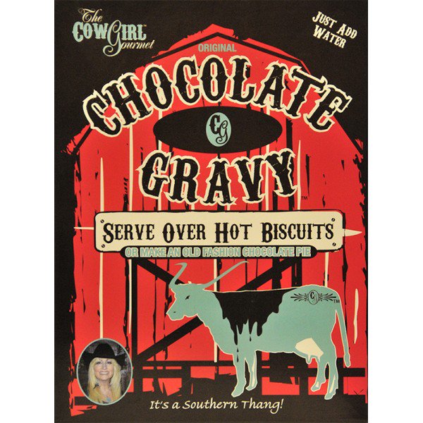 Chocolate Gravy Mix is made to serve over hot biscuits, pancakes, ice