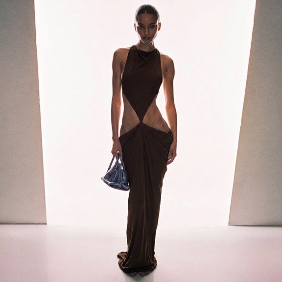 Chocolate Halter Slit Maxi Dress