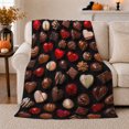 thumbnail image 1 of Chocolate Hearts and Truffles on Black, Romantic Dessert Style for Chocolate Lovers, Sweet Candy Pattern and Valentine's Day Gift, Cozy Flannel Blanket for Bedroom and Guest Room, Home Decor, 1 of 9