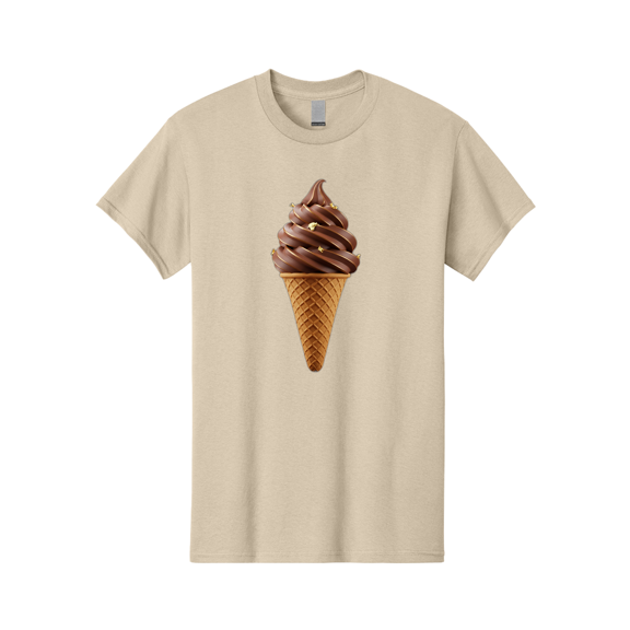 Chocolate-Ice-Cream-Cone Mens Graphic Tee, 100% Cotton, Casual Summer Wear