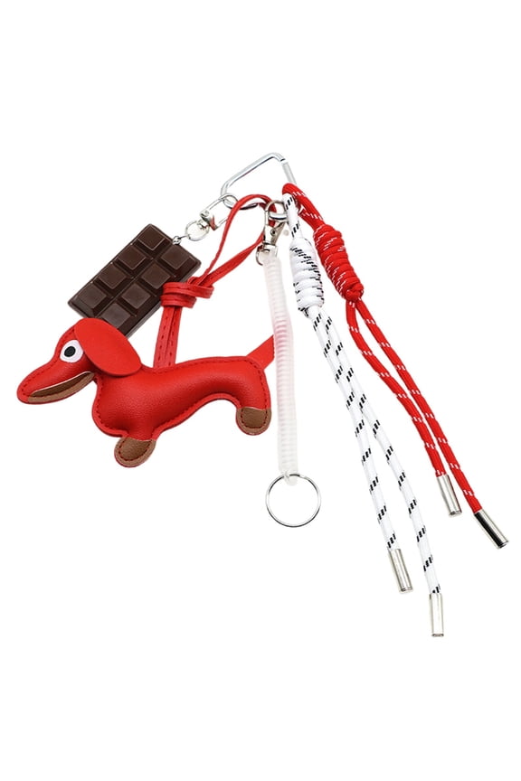 Chocolate Keychain Lovely Sausage Dog Keyring Nylon Rope Pendant Car Key Chain Bag Decorations for Woman and Girl