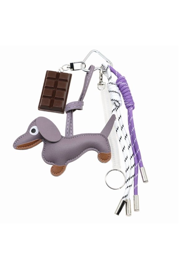 Chocolate Keychain Lovely Sausage Dog Keyring Nylon Rope Pendant Car Key Chain Bag Decorations for Woman and Girl