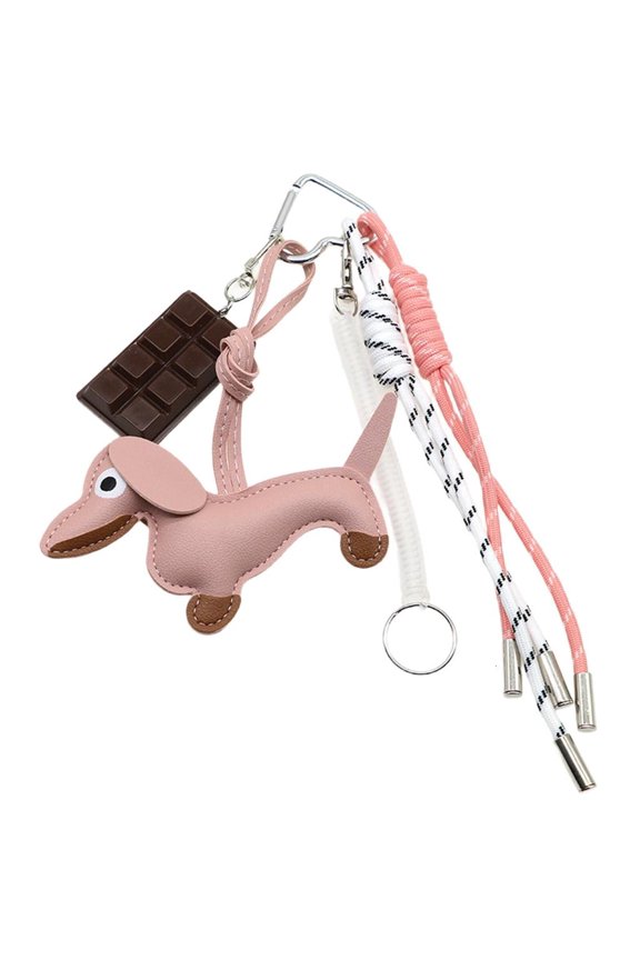 Chocolate Keychain Lovely Sausage Dog Keyring Nylon Rope Pendant Car Key Chain Bag Decorations for Woman and Girl