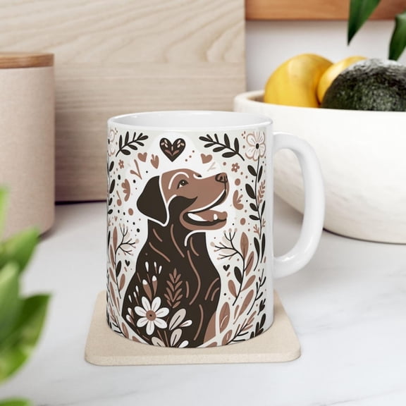 Chocolate Lab Coffee Mug Ceramic Dog Lover Gift.