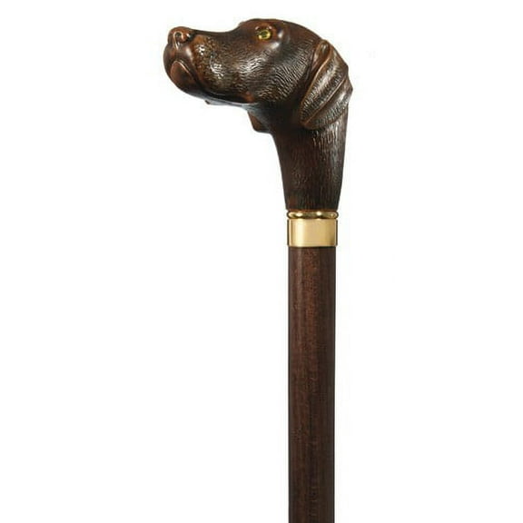 Chocolate Lab Dog Head walking cane crafted in Italy