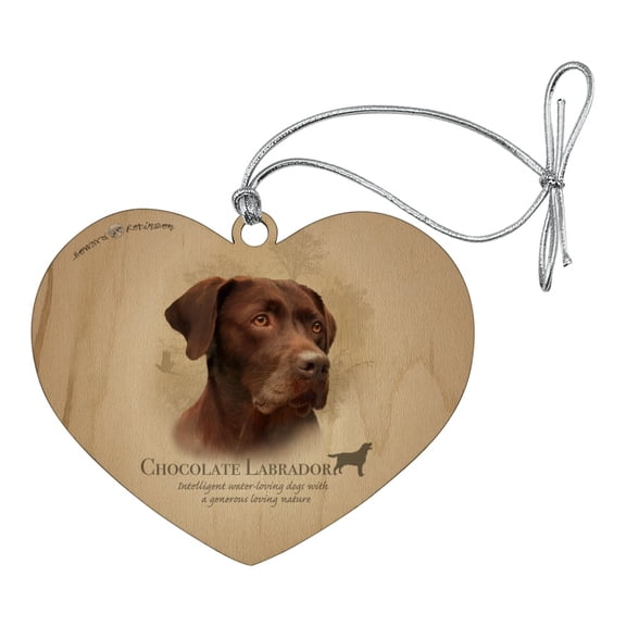 Chocolate Lab Labrador Dog Breed Heart Love Wood Christmas Tree Holiday Ornament