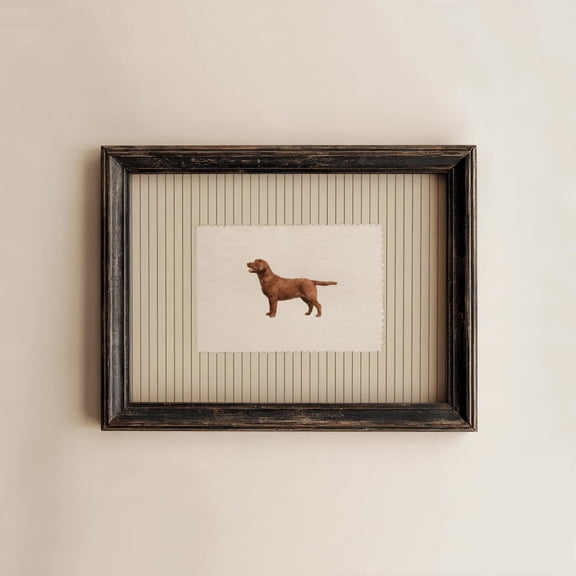 Chocolate Lab Vintage Striped Dog Labrador Retriever Pet Animal Cottagecore