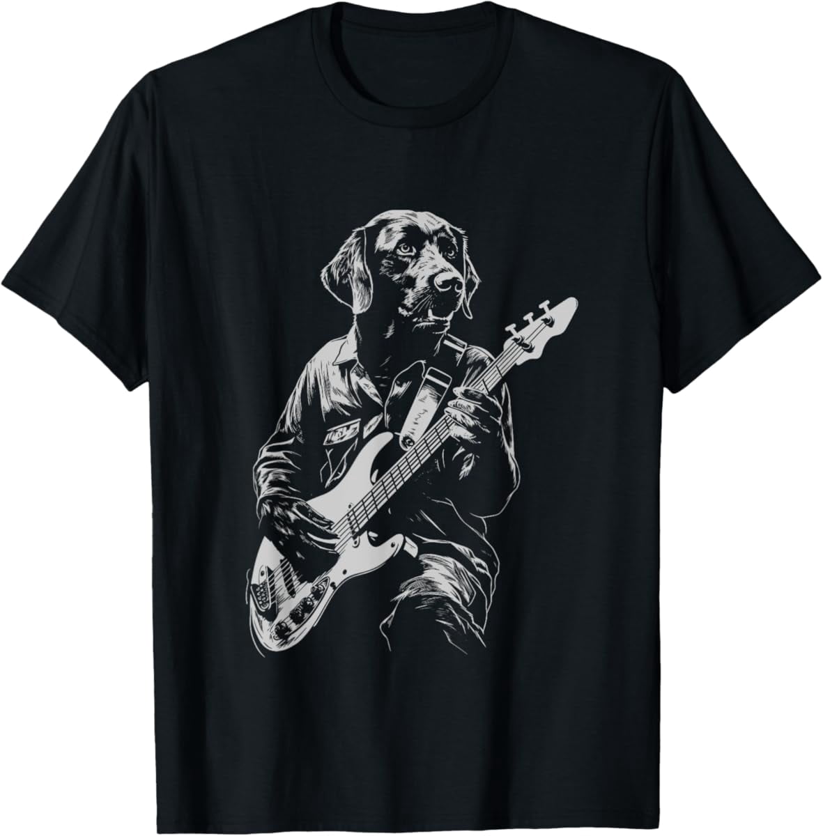 Chocolate Labrador Bass Guitar Music Graphic T-Shirt - Walmart.com