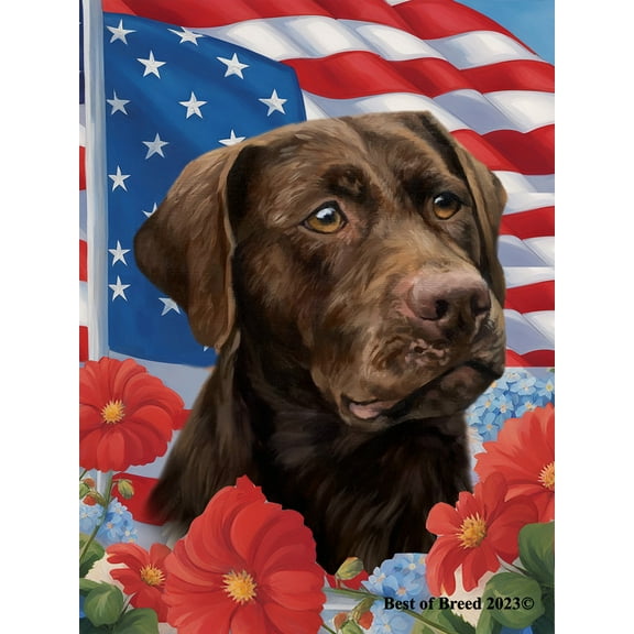 Chocolate Labrador - Best of Breed All-American Patriotic I Garden Flag