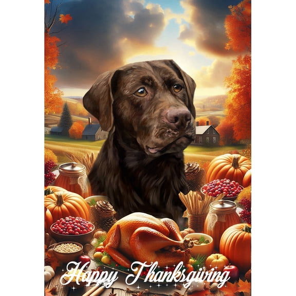Chocolate Labrador - Best of Breed Thanksgiving Outdoor House Flag 28" x 40" Mailbox Flag Dog Flag