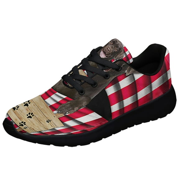 Chocolate Labrador Dog American flag Shoes Sneakers Black Size 5