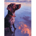 thumbnail image 1 of Chocolate Labrador Dog Canvas Print Wall Art for Coastal Beach Home Living Room Bedroom Office Decor, 1 of 8