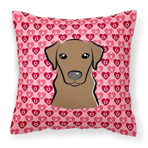 Chocolate Labrador Hearts Fabric Decorative Pillow