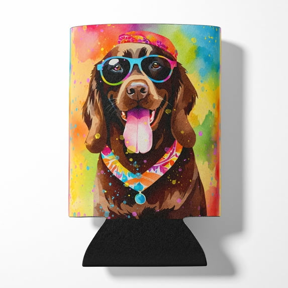 Chocolate Labrador Hippie Dawg Can or Bottle Hugger 3 in x 5 in