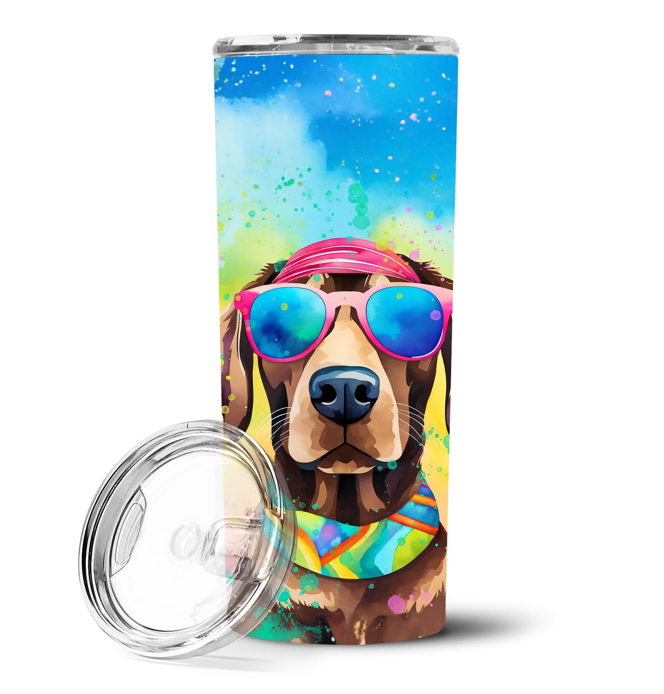 Chocolate Labrador Hippie Dawg Stainless Steel Skinny Tumbler 3 in x 8.25 in