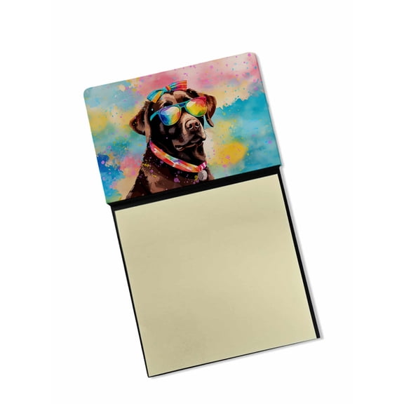 Chocolate Labrador Hippie Dawg Sticky Note Holder 3.25 in x 5.25 in