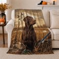 thumbnail image 1 of Chocolate Labrador Hunting Wetlands Scene Rustic Outdoor Art, Peaceful Pet Portrait Pattern, Warm Flannel Blanket for Cabin and Lodge, Dog Lovers Father's Day Gift, Pet Lover Home Decor, 1 of 8