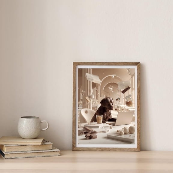 Chocolate Labrador Minimalist Office poster Wall Art Decor 8x12 UNFRAMED