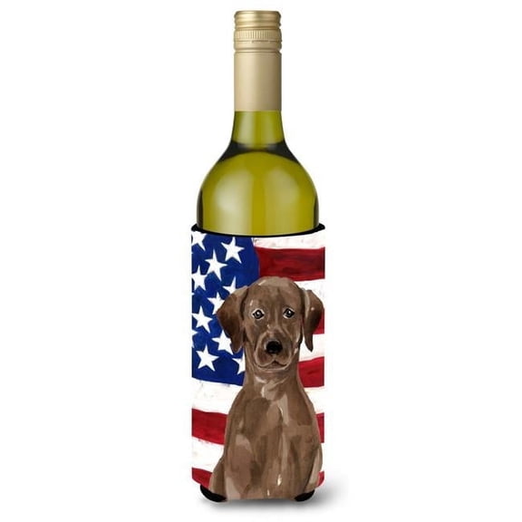 Chocolate Labrador Patriotic Wine Bottle Beverge Insulator Hugger