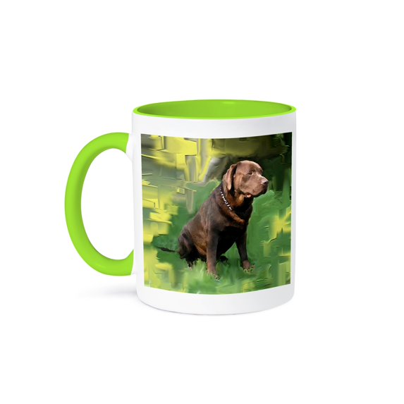 3dRose, Chocolate Labrador Retriever, 11oz Two-Tone Green Mug