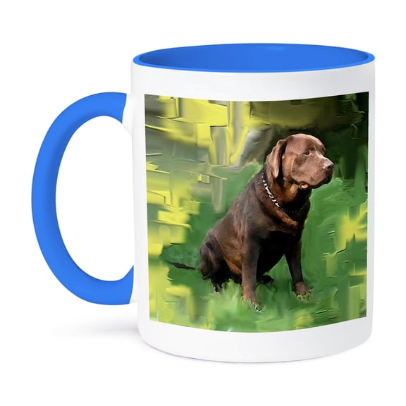 3dRose, Chocolate Labrador Retriever, 15oz Two-Tone Blue Mug