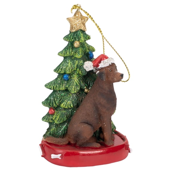 Chocolate Labrador Retriever 4 Inch Santa Dog Resin Christmas Ornament