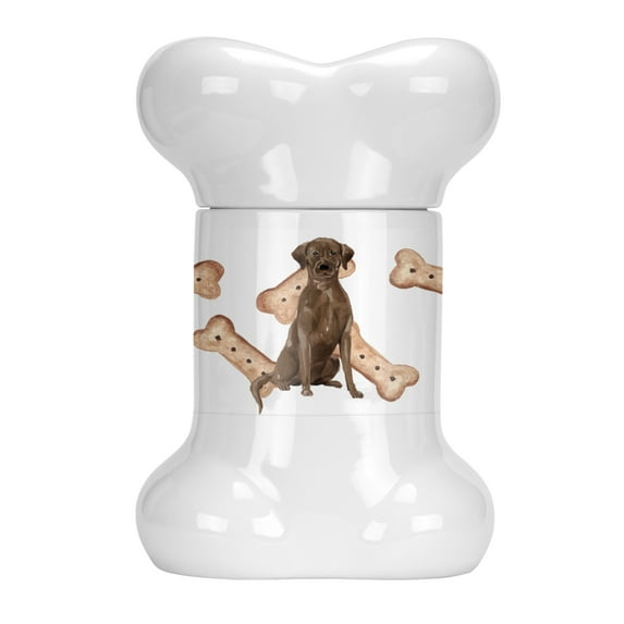 Chocolate Labrador Retriever Bone Shaped Treat Jar