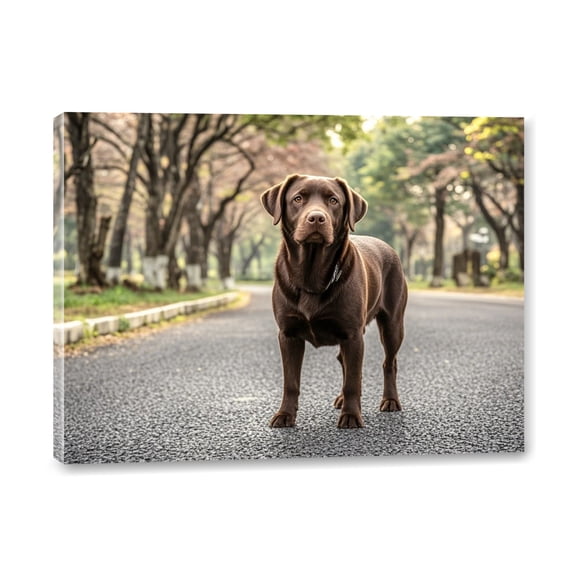Chocolate Labrador Retriever Canvas Wall Art Labrador Framed Canvas Poster Paintings Prints Wall Art for Living Room Bathroom Bedroom Office Dining Room Restaurant Hotel Home Wall Decor 12x16 Inch