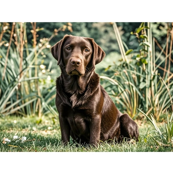 Chocolate Labrador Retriever Diamond Art 5D Diamond Painting DIY Kits Full Round Drill Beads Gem by Number Mosaic Embroidery Arts and Crafts for Living Room Bedroom Home Wall Decor 12x16 inch