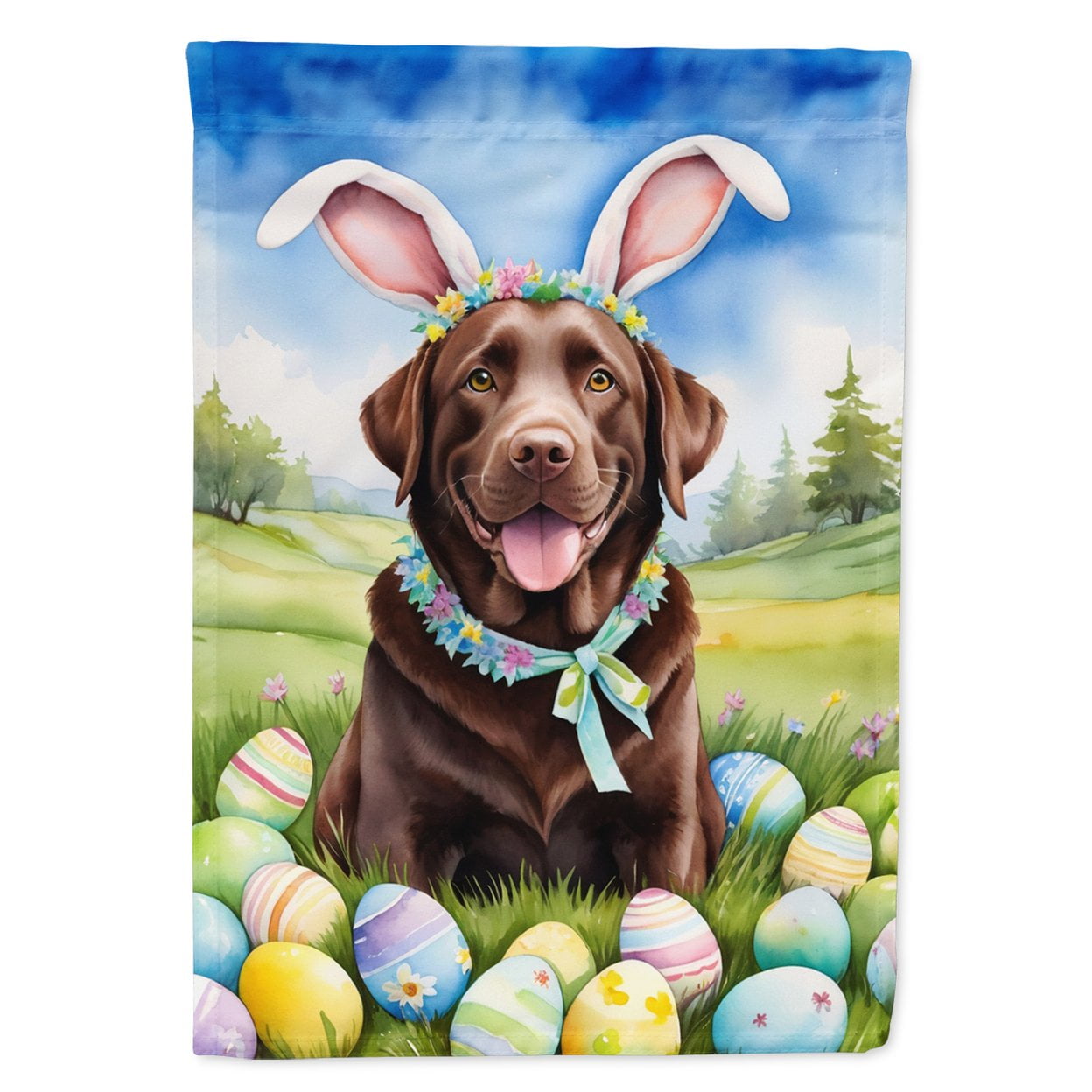 Chocolate Labrador Retriever Easter Egg Hunt Garden Flag 11.25 in x 15.5 in