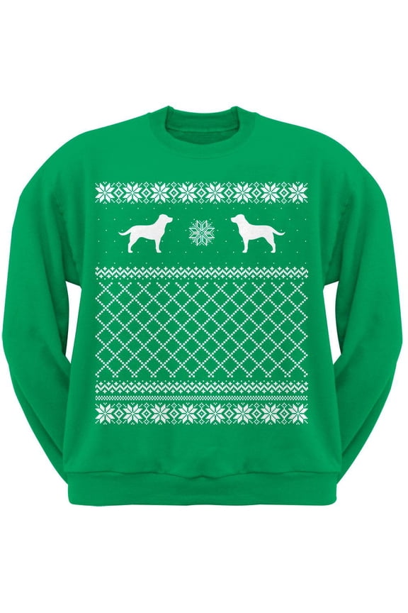 Chocolate Labrador Retriever Green Adult Ugly Christmas Sweater Crew Neck Sweatshirt