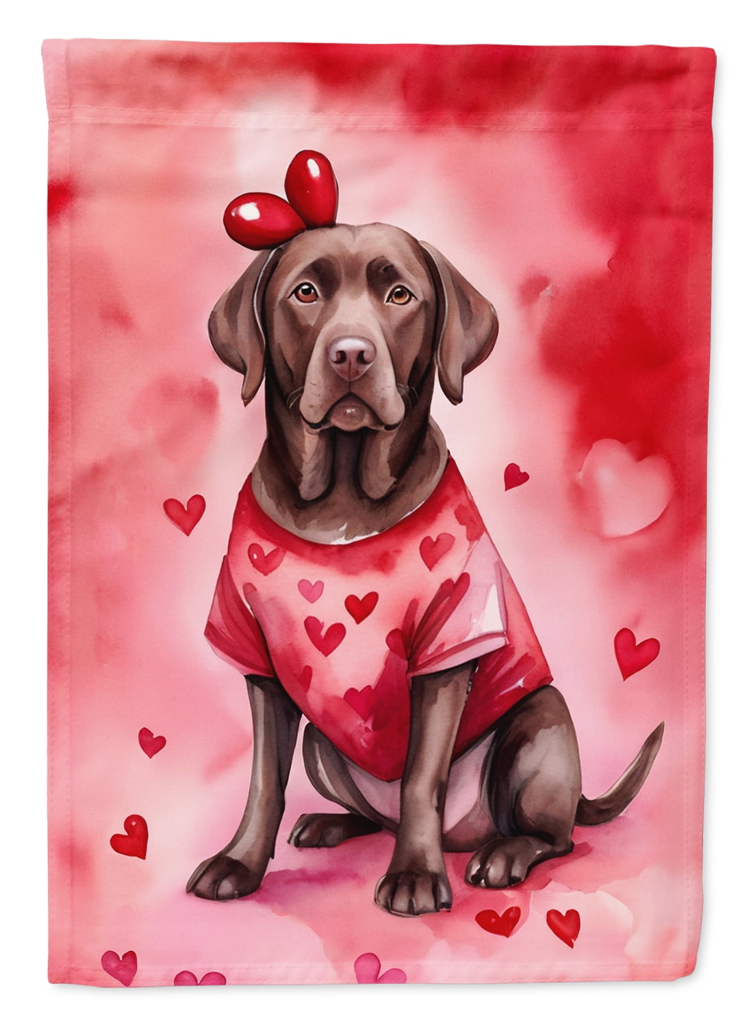Chocolate Labrador Retriever My Valentine Garden Flag 11.25 in x 15.5 in