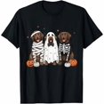 thumbnail image 1 of Chocolate Labrador in Ghost, Cute Lab Dog, Halloween, Spooky Graphic, Short Sleeve T-Shirt, 1 of 5