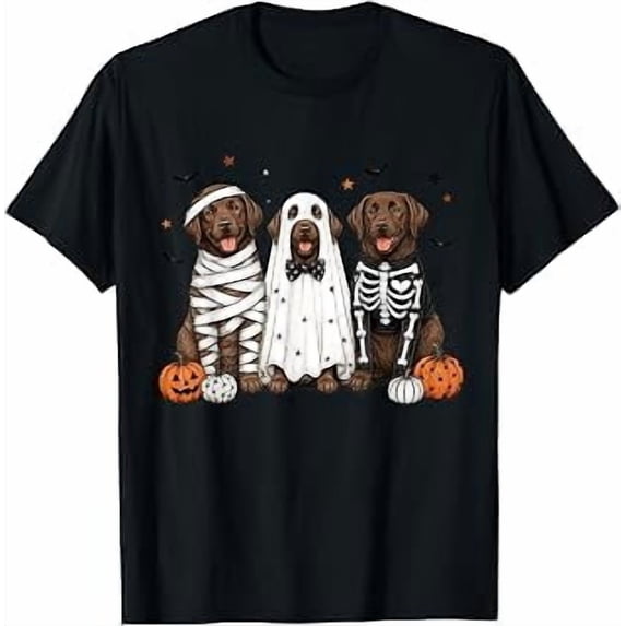 Chocolate Labrador in Ghost, Cute Lab Dog, Halloween, Spooky Graphic, Short Sleeve T-Shirt
