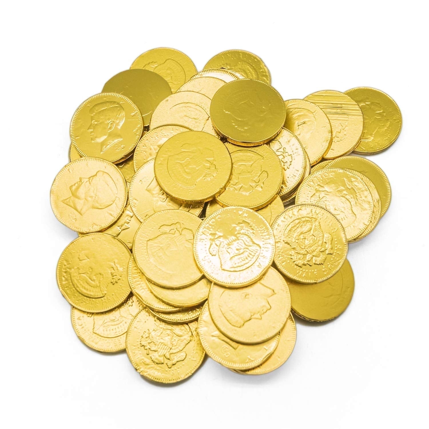 Blair Candy American Half Dollar Gold Chocolate Coins – Foil Wrapped Milk Chocolate Candy – 1 lb Bag – Party Favors & Holiday Treats