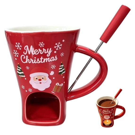 Chocolate Melting Cup,3PC Ceramic Chocolate Fondue Mug,Personal Chocolate & Cheese Melt Mugs,Heat Resistant Ceramic Fondue Tumbler,Mini Tea Light Fondue Pot for Date Night,Birthday,Dessert Dips