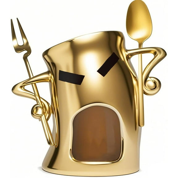 Chocolate Melting Fondue Mugs Set with Fork and Scoop, Ceramic Personal Cup, Tealight Candle Chocolate Melting Cup for Cheese Caramel Dessert Candy