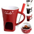thumbnail image 1 of Chocolate Melting Fondue Mugs with Forks, Ceramic Chocolate Melting Cup for Cheese, Chocolate Fondue Cup, Can Also be Used to Melt Ice Cream, Cheese, 1 of 6
