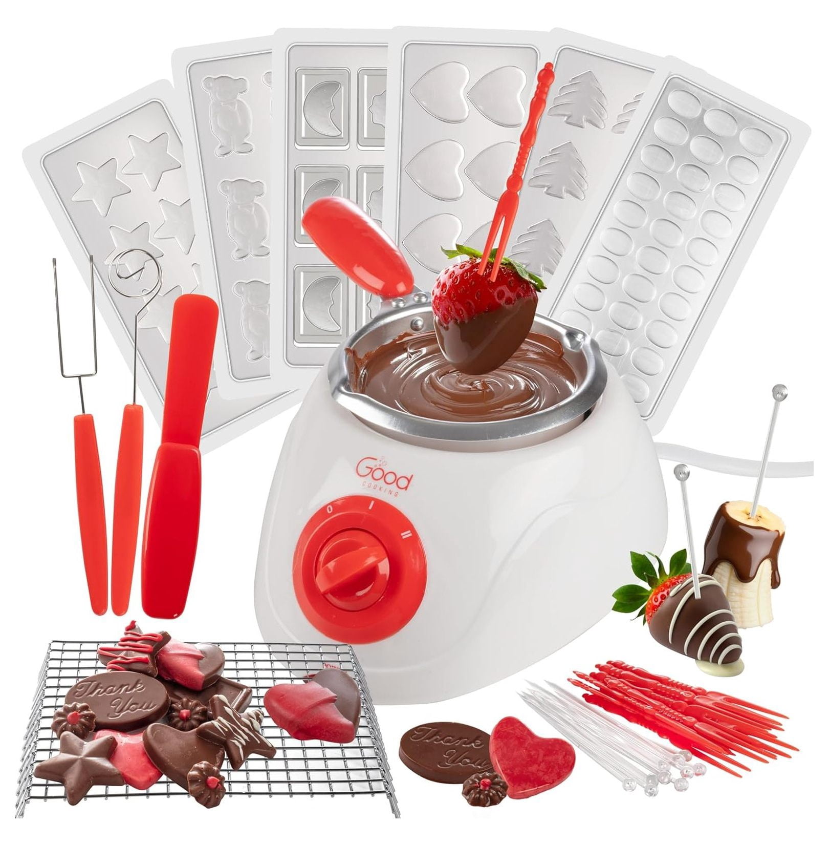Chocolate Melting Pot 7 Chocolate Molds Fondue Forks Candy Bar Making ...
