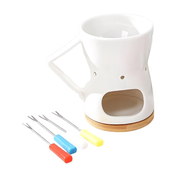 Chocolate Melting Pot Cheese Fondue Insulated Cup Ceramic Design for Dining Events Restaurant Party Table