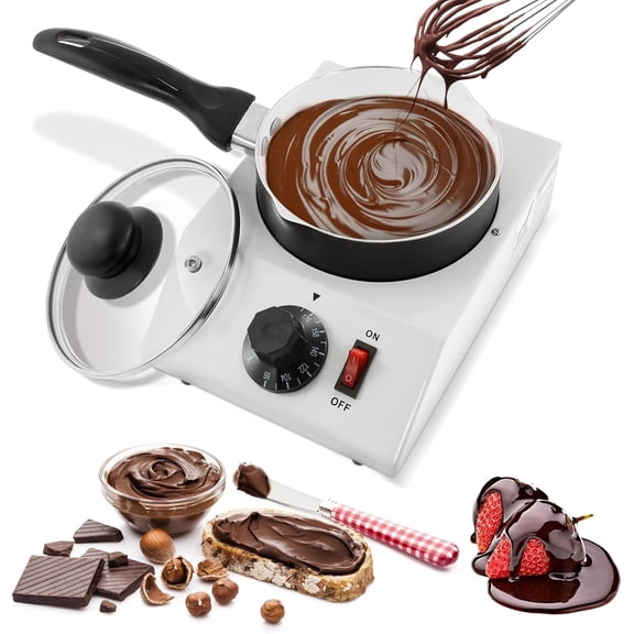 Chocolate Melting Pot Chocolate Tempering Machine Commercial Electric Chocolate Melter Fondue Pot for Chocolate, Butter, Cheese, Cream, Candy, Milk, Coffee, Desserts (Single Pot)