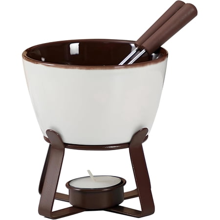 JINANDA Tealight Melting Pot Fondue Set with 2 Forks for Person or Family