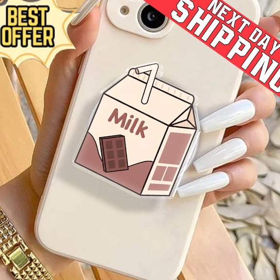 Chocolate Milk Carton Phone Grip, Aesthetic Kawaii MagSafe Pop Socket, Cute Pastel Cocoa Gift, Realistic Chocolate Dairy Mobile Stand