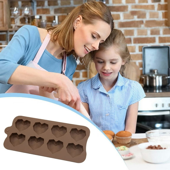 Chocolate Molds, 8 Grid Heart Silicone Cake Chocolate Mold Silicone Baking Pan Mold For DIY Cake Dessert 3D Love Heart Shaped Mould For Candy Fondant Ice Cream Soap Cupcake Cheesecake Jelly