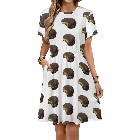 Chocolate Moon-pie Women's Dress Short Sleeve Summer Sundress Summer Women Clothes