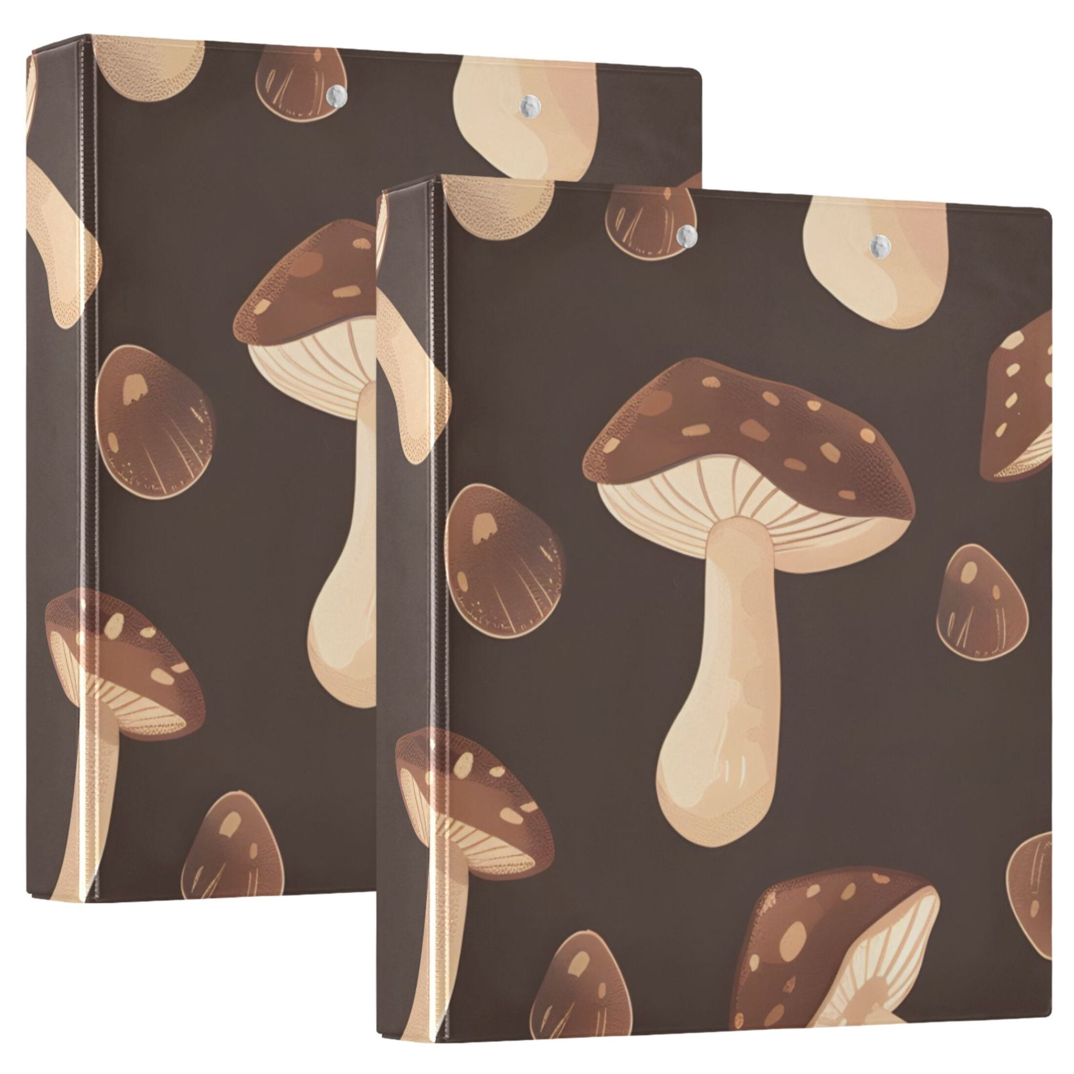 Chocolate Mushrooms 3 Ring Binders 1.5 inch Hardcover File Folders with Interior Pockets A4 Size Organizer for School Office Hospital Set of 2