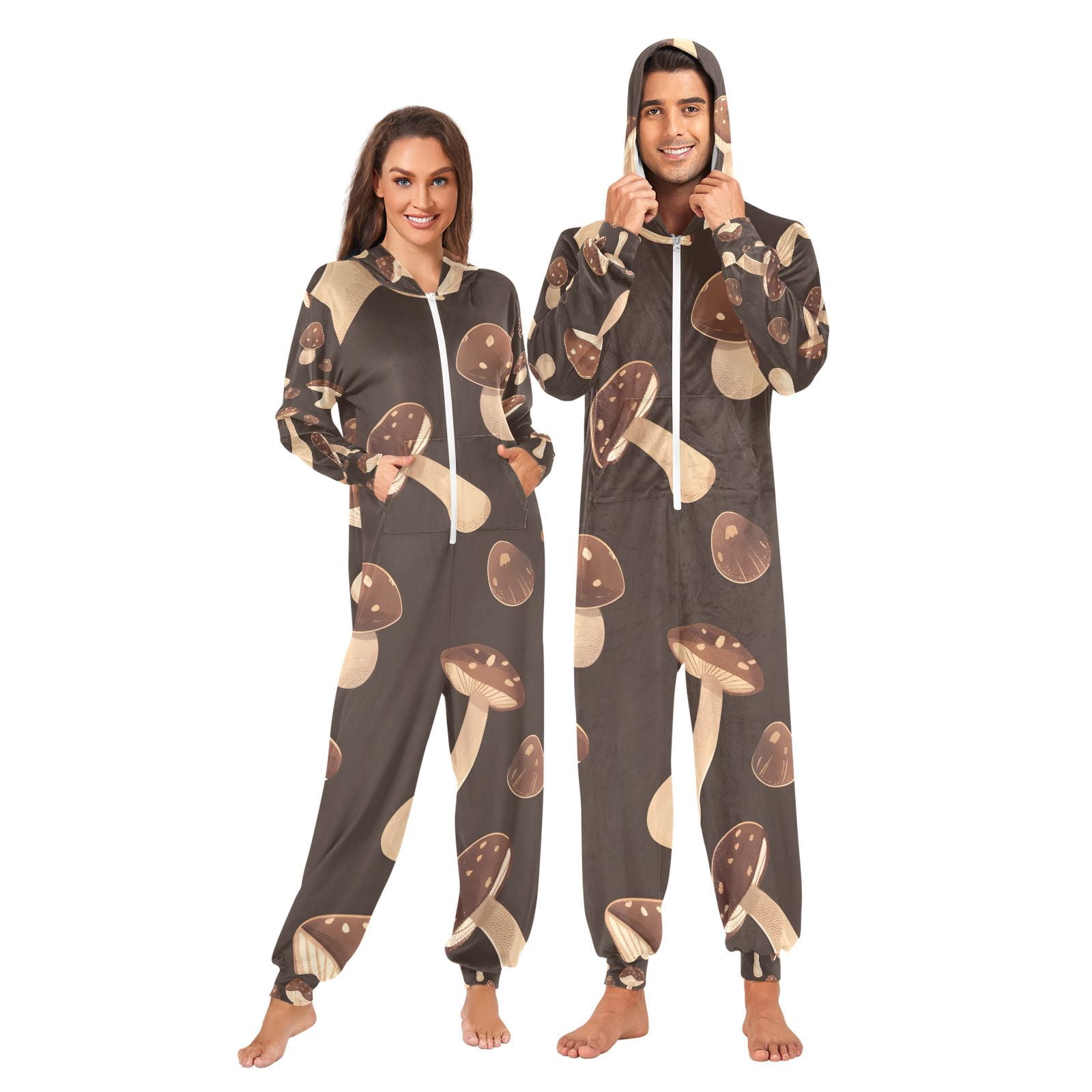 Chocolate Mushrooms Adult Onesie Pajamas Slim Fit Christmas One Piece ...
