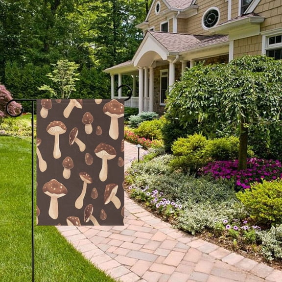 Chocolate Mushrooms Garden Flag Double Sided 12 x 18 Inch Outside Yard Decoration Outdoor Flag