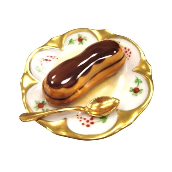 Chocolate Napoleon Dessert Gold Trim Plate Rare Limoges Box Limoges Box Porcelain Figurine