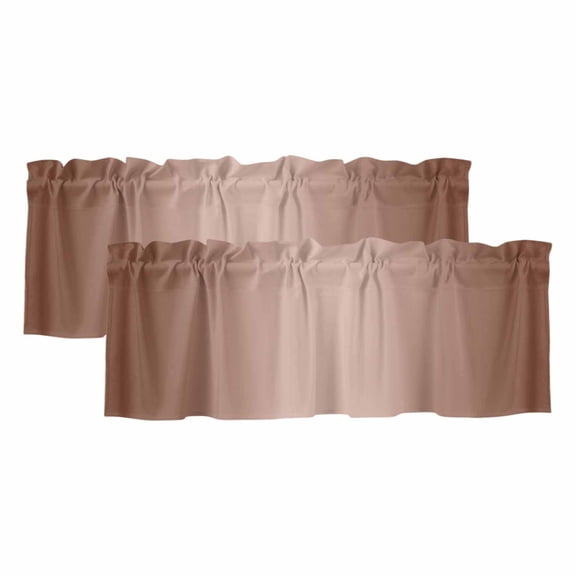 Chocolate Ombre Curtain Valances for Windows, Kitchen Valance Window Treatments Panel 2 Pack, Modern Gradient Abstract Art Rod Pocket Short Curtains for Bathroom Bedroom 42 x 12 Inch